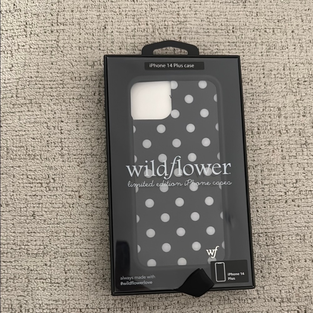 Wildflowers iPhone 14 Plus Case - Black and White Polka Dot